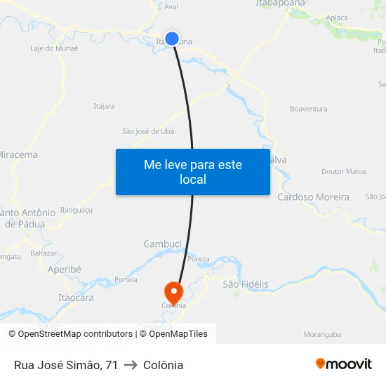 Rua José Simão, 71 to Colônia map