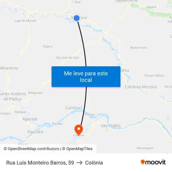 Rua Luis Monteiro Barros, 59 to Colônia map