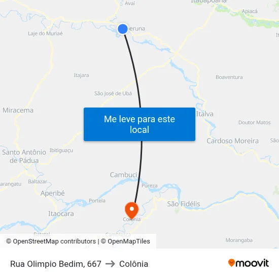 Rua Olimpio Bedim, 667 to Colônia map