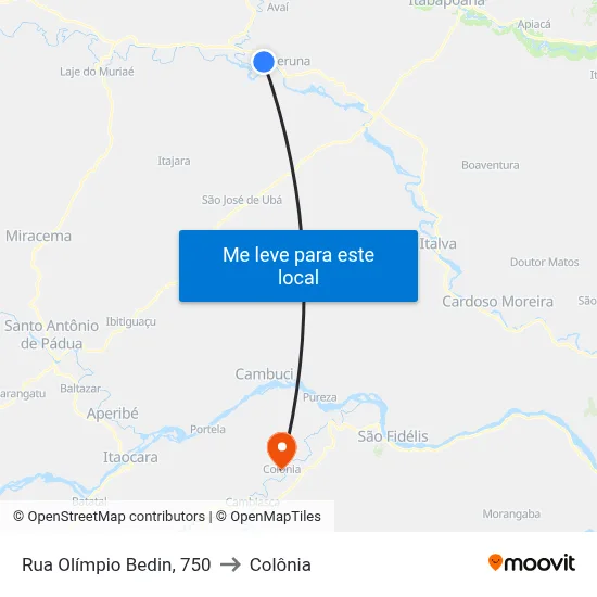 Rua Olímpio Bedin, 750 to Colônia map