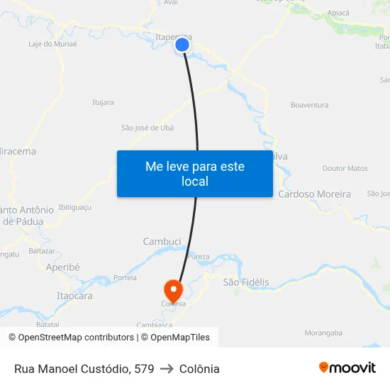 Rua Manoel Custódio, 579 to Colônia map