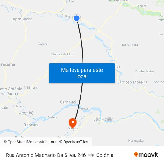 Rua Antonio Machado Da Silva, 246 to Colônia map