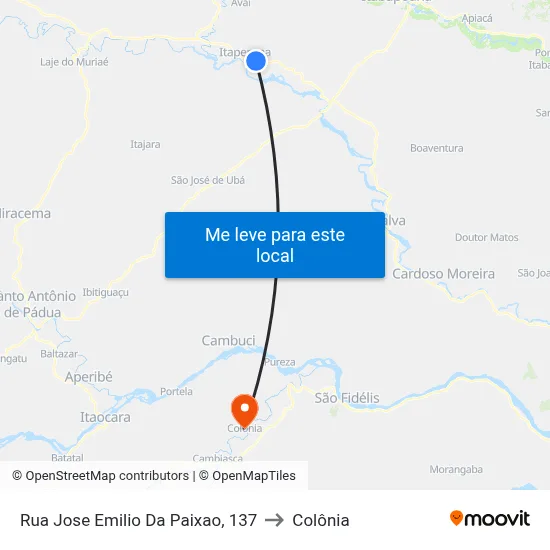 Rua Jose Emilio Da Paixao, 137 to Colônia map