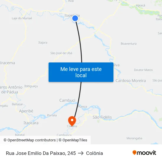 Rua Jose Emilio Da Paixao, 245 to Colônia map