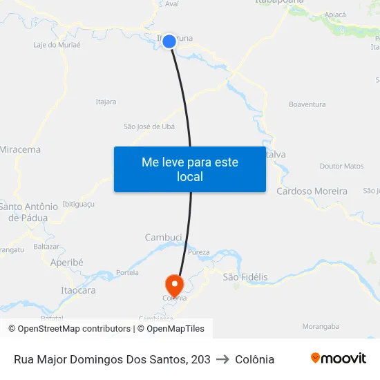 Rua Major Domingos Dos Santos, 203 to Colônia map