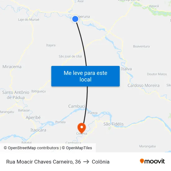 Rua Moacir Chaves Carneiro, 36 to Colônia map
