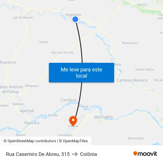 Rua Casemiro De Abreu, 315 to Colônia map