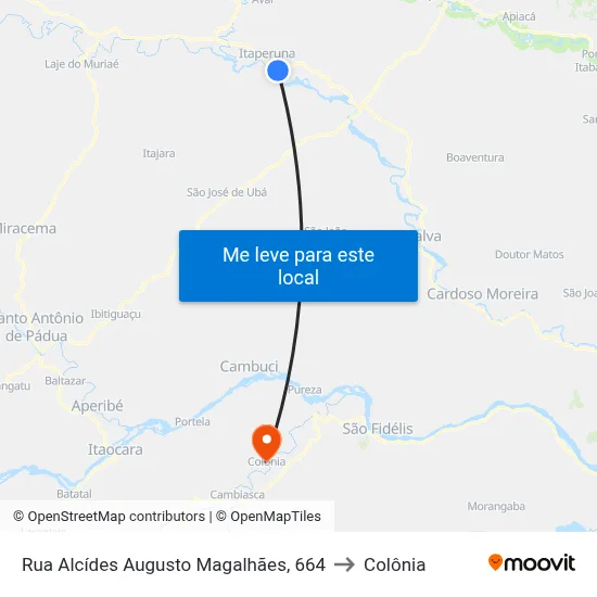 Rua Alcídes Augusto Magalhães, 664 to Colônia map