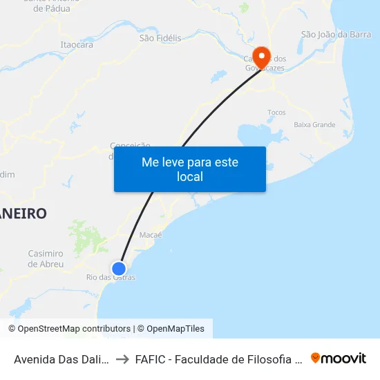 Avenida Das Dalias, 134 to FAFIC - Faculdade de Filosofia de Campos map