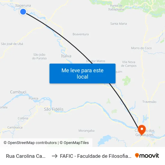 Rua Carolina Campos, 75 to FAFIC - Faculdade de Filosofia de Campos map