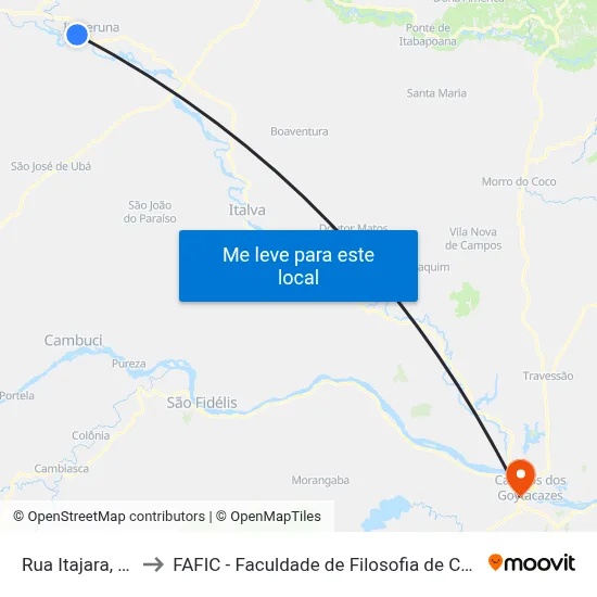 Rua Itajara, 113 to FAFIC - Faculdade de Filosofia de Campos map