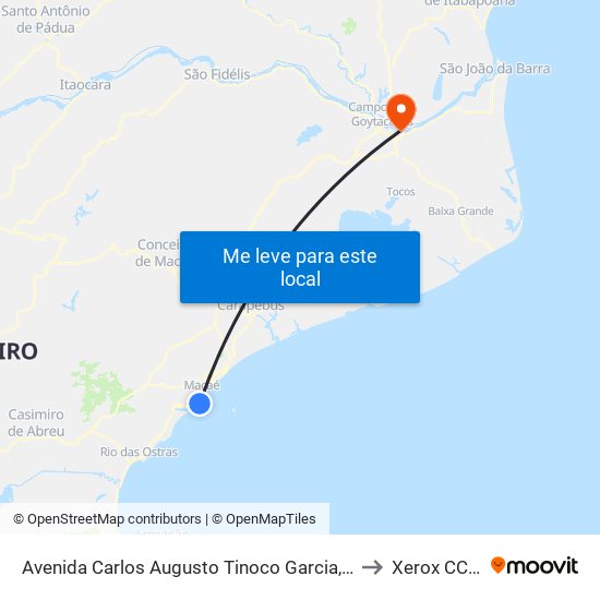 Avenida Carlos Augusto Tinoco Garcia, 1546 | Extra Supermercado to Xerox CCH - UENF map