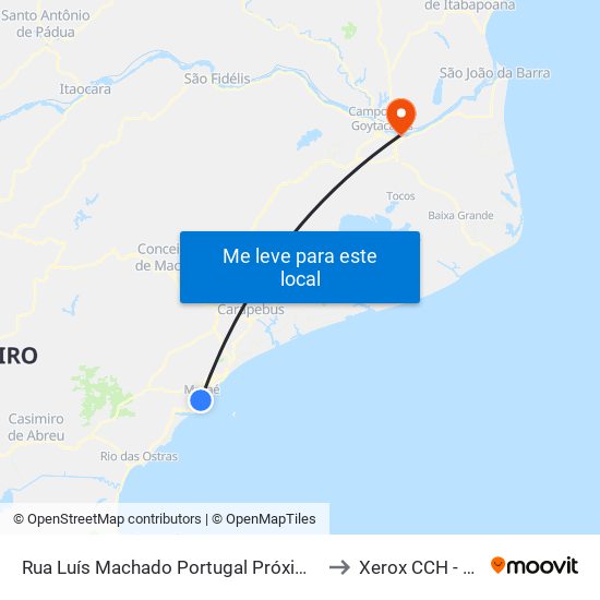 Rua Luís Machado Portugal Próximo Ao 396 to Xerox CCH - UENF map