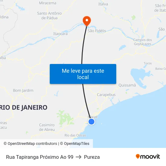 Rua Tapiranga Próximo Ao 99 to Pureza map