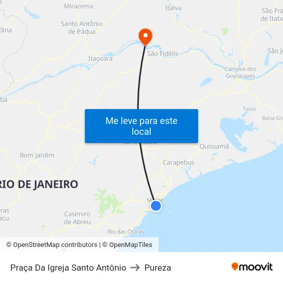 Praça Da Igreja Santo Antônio to Pureza map