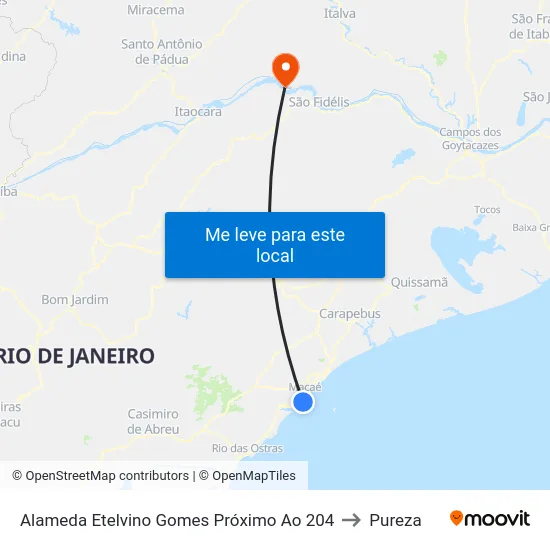 Alameda Etelvino Gomes Próximo Ao 204 to Pureza map