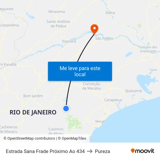 Estrada Sana Frade Próximo Ao 434 to Pureza map