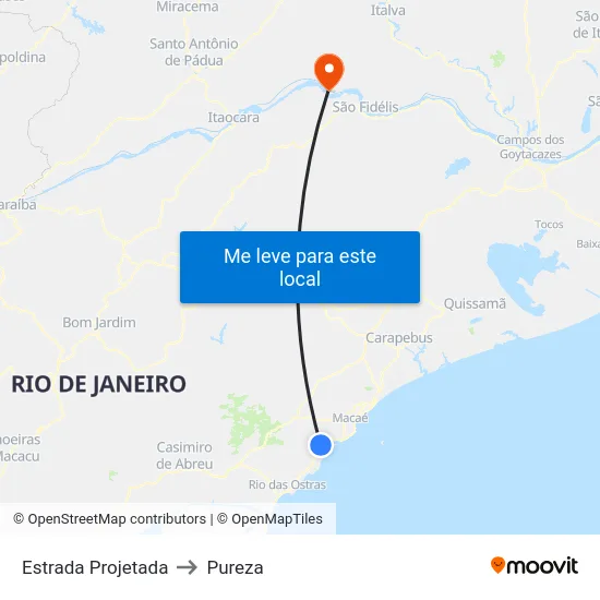 Estrada Projetada to Pureza map