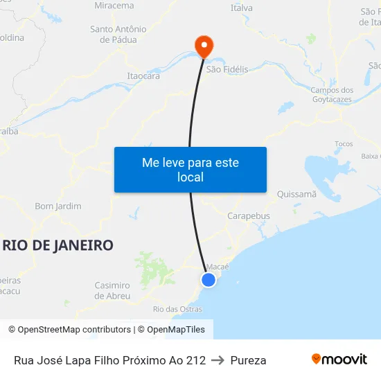 Rua José Lapa Filho Próximo Ao 212 to Pureza map