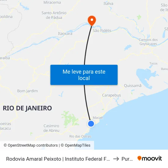 Rodovia Amaral Peixoto | Instituto Federal Fluminense to Pureza map