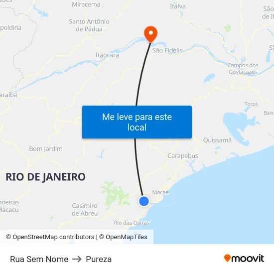 Rua Sem Nome to Pureza map