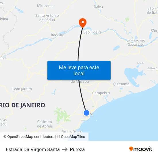Estrada Da Virgem Santa to Pureza map