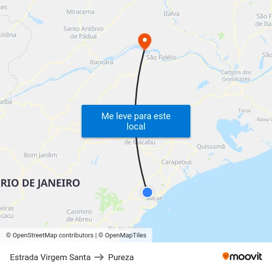 Estrada Virgem Santa to Pureza map