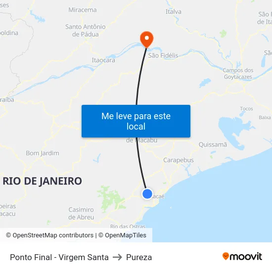 Ponto Final - Virgem Santa to Pureza map