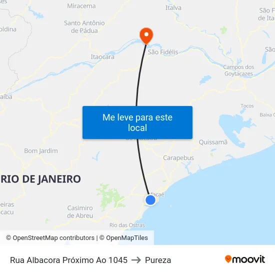Rua Albacora Próximo Ao 1045 to Pureza map