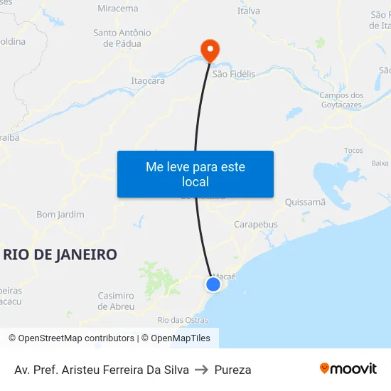 Av. Pref. Aristeu Ferreira Da Silva to Pureza map