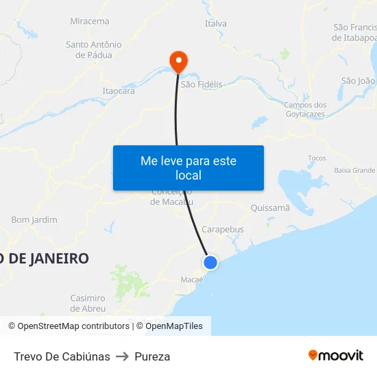 Trevo De Cabiúnas to Pureza map