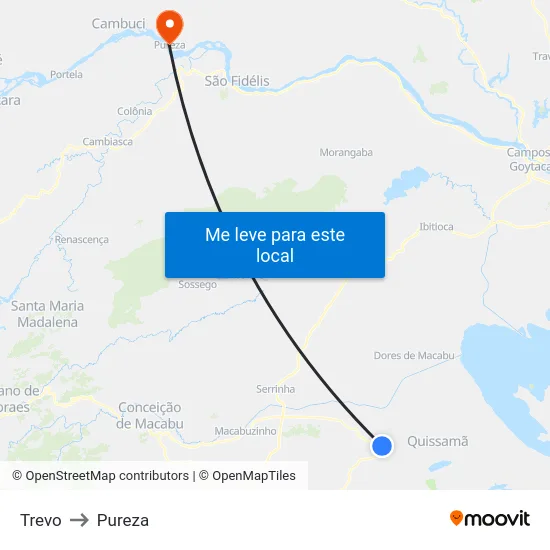 Trevo to Pureza map