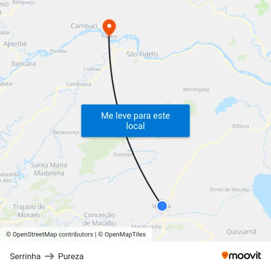 Serrinha to Pureza map