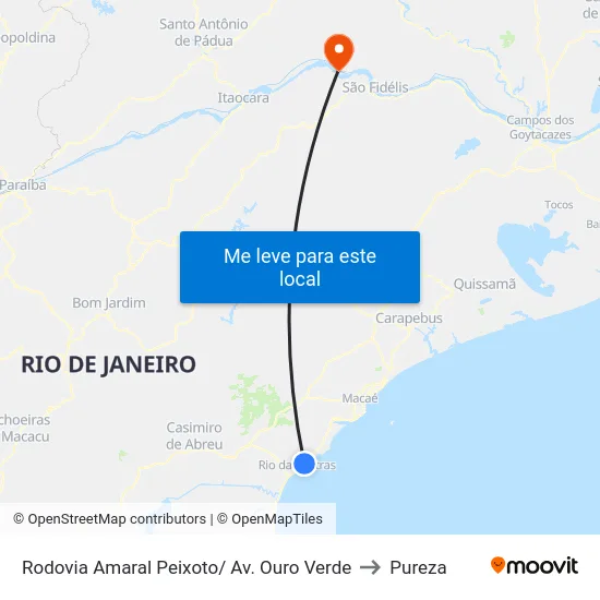 Rodovia Amaral Peixoto/ Av. Ouro Verde to Pureza map