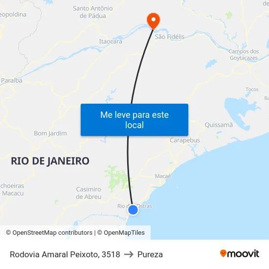 Rodovia Amaral Peixoto, 3518 to Pureza map