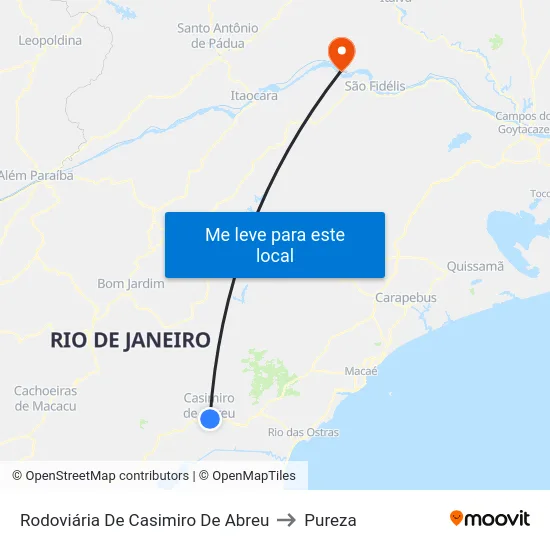 Rodoviária De Casimiro De Abreu to Pureza map