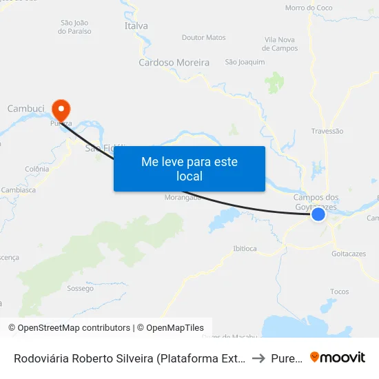 Rodoviária Roberto Silveira (Plataforma Externa) to Pureza map