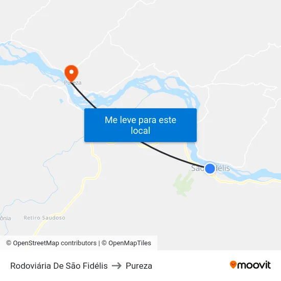 Rodoviária De São Fidélis to Pureza map