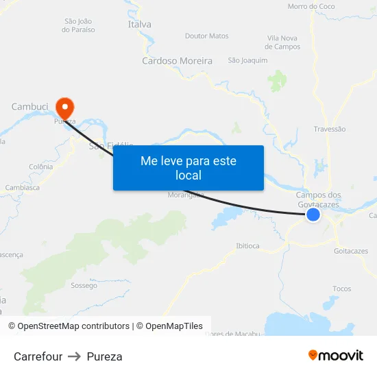 Carrefour to Pureza map