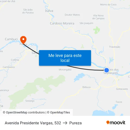 Avenida Presidente Vargas, 532 to Pureza map
