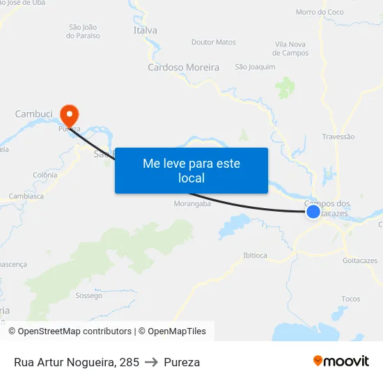 Rua Artur Nogueira, 285 to Pureza map