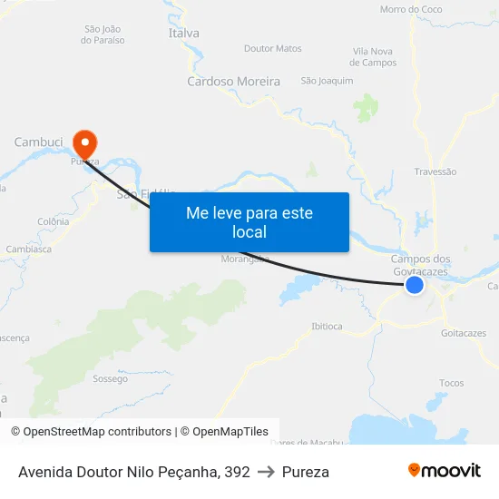 Avenida Doutor Nilo Peçanha, 392 to Pureza map