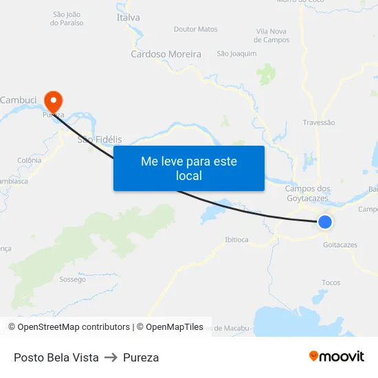 Posto Bela Vista to Pureza map