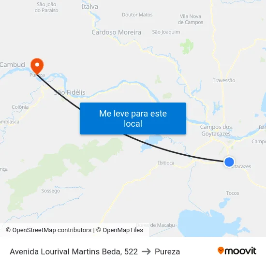Avenida Lourival Martins Beda, 522 to Pureza map
