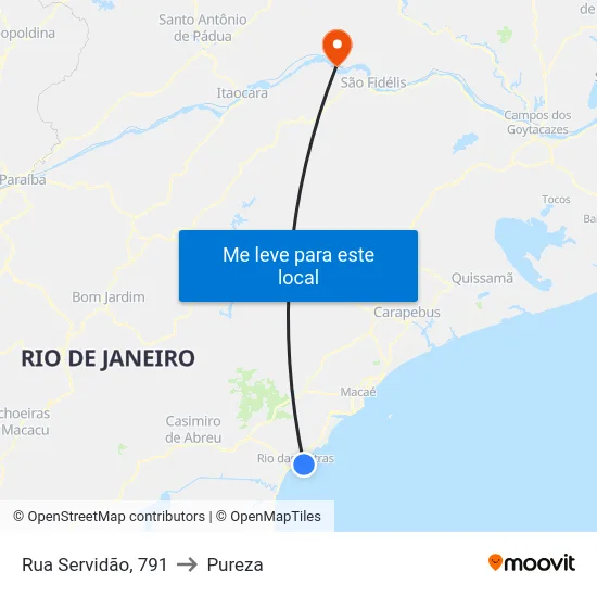 Rua Servidão, 791 to Pureza map