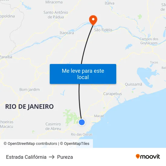 Estrada Califórnia to Pureza map