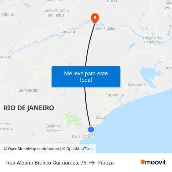 Rua Albano Branco Guimarães, 75 to Pureza map