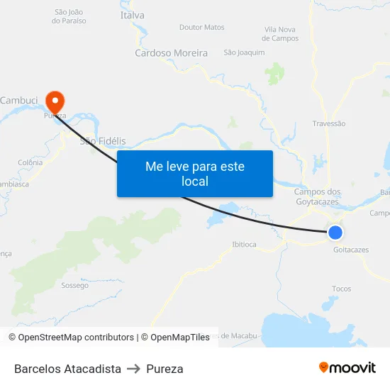 Barcelos Atacadista to Pureza map