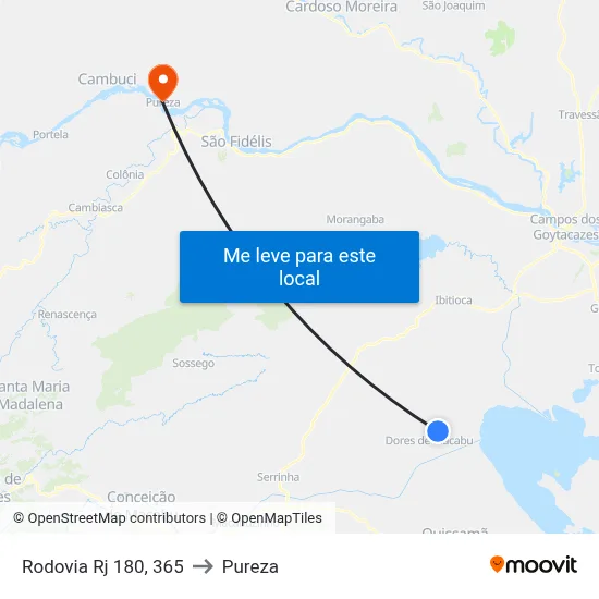 Rodovia Rj 180, 365 to Pureza map