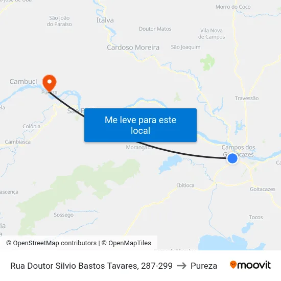 Rua Doutor Silvio Bastos Tavares, 287-299 to Pureza map